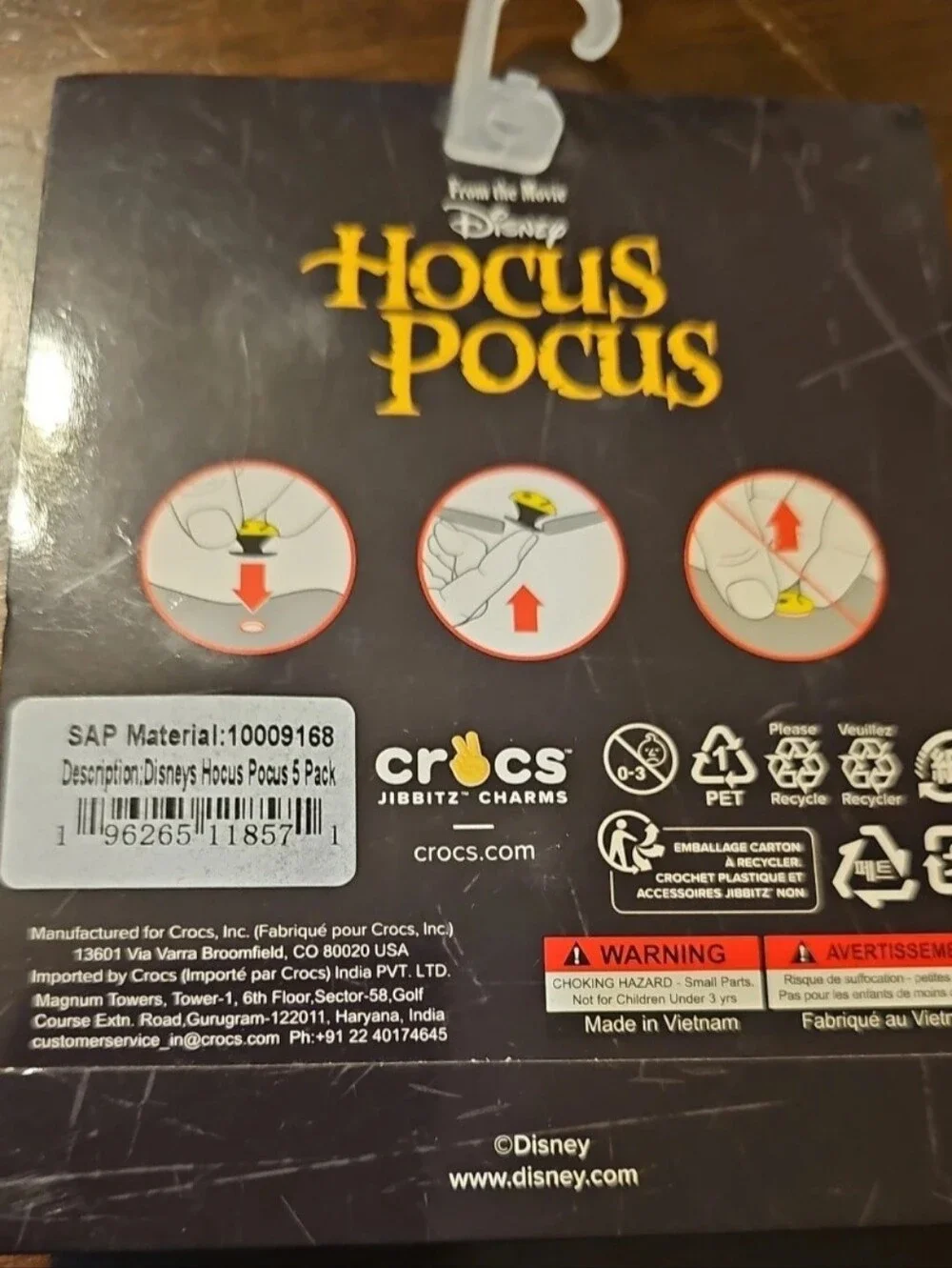 Disney Hocus Pocus Crocs Charms - Black, Yellow, Green, Purple
